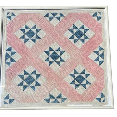 Primitive Americana Quilt Fragment, Framed