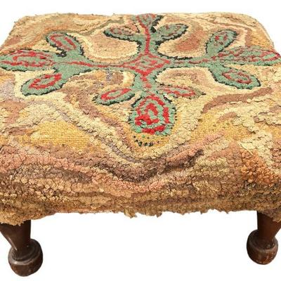 Antique Needlepoint Footstool