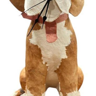 Folk Art Paper Mache Dog Clock