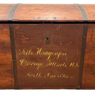 Primitive Pine Travel Trunk