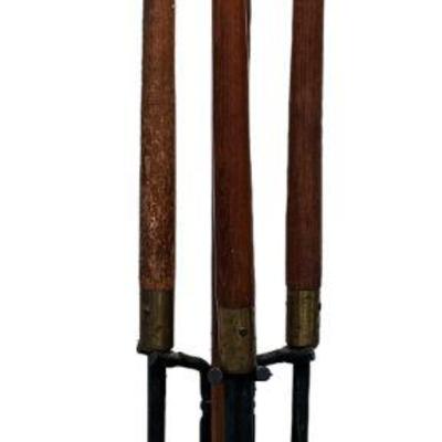Mid Century SEYMOUR Teak Handle Fireplace Set