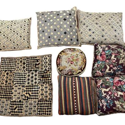 Collection Needlepoint, Embroidered Pillows, Textile