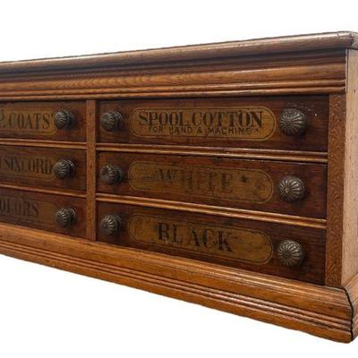 J & P COATS' Antique Oak General Store Spool Cabinet