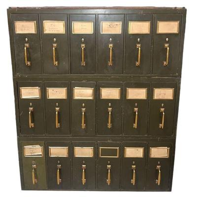 Industrial Metal & Brass Multi Unit File Cabinet