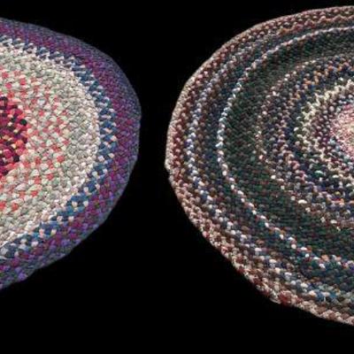 Two Round Primitive Braided Area Rugs