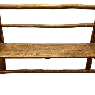 Early Rustic Pine Log Bench