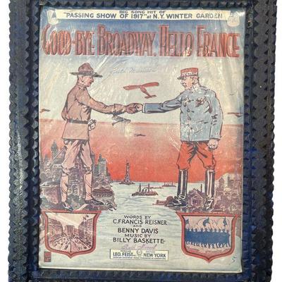 POPS CASEY Folk Art Framed WWI Sheet Music