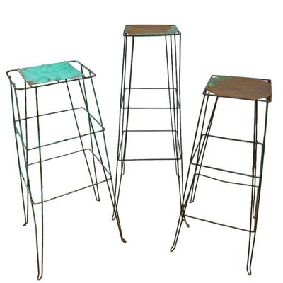 Three Graduated 1930s Florist Stands, Original Green