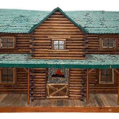 Large Folk Art Log Cabin