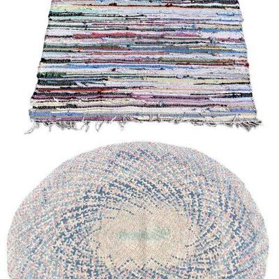 Two Vintage Handmade Rag Rugs
