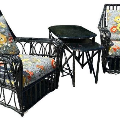 Art Deco Cottage Wicker Outdoor Set