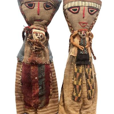 Two Vintage Peruvian Chancay Dolls