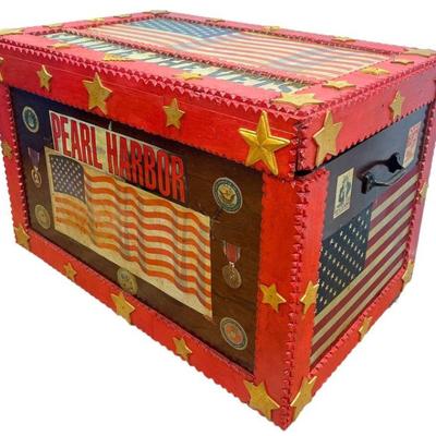 POPS CASEY Folk Art Patriotic Trunk