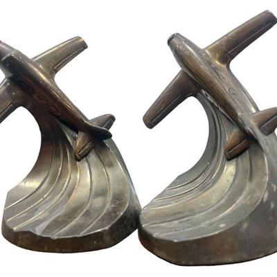 Art Deco Streamline Airplane Bookends