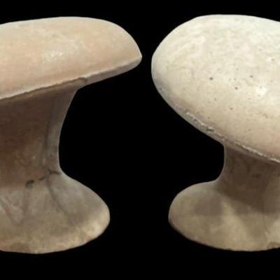 Pair Vintage Concrete Mushrooms