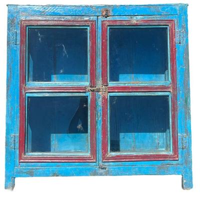 Primitive Blue Painted Cabinet