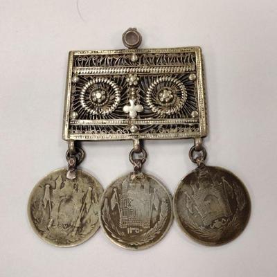 SILVER FILIGREE COIN PENDANT