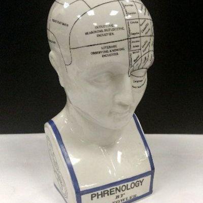 AUTHENTIC MODELS L.N. FOWLER PHRENOLOGY BUST. 12" TALL