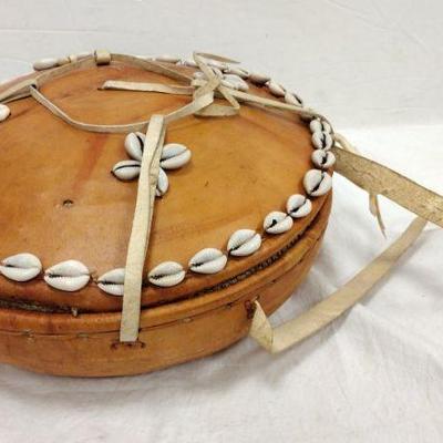 Ethiopian leather covered bread basket 