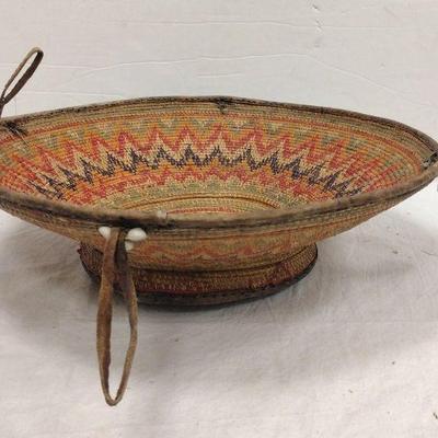 ETHIOPIAN LEATHER TRIMMED COIL BASKET