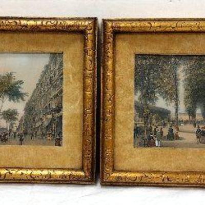 PAIR OF JACBOIT STONE LITHOGRAPH PRINTS OF PARIS SCENES.