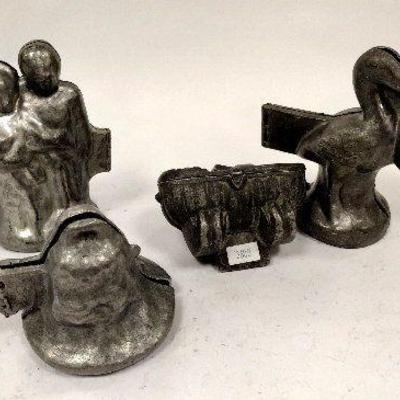 VINTAGE PEWTER CHOCOLATE MOLDS