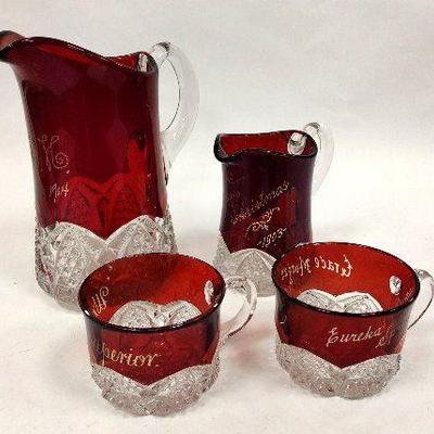 ANTIQUE RUBY SOUVENIR GLASS