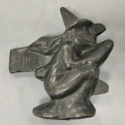 VINTAGE PEWTER WITCH CHOCOLATE MOLD