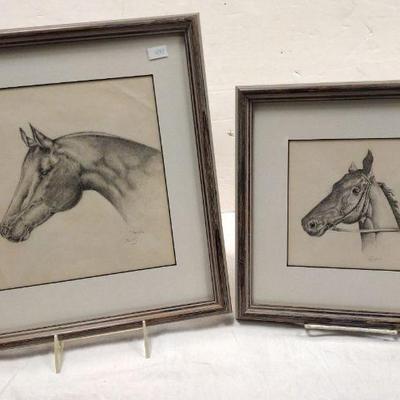 TWO ANNETTE (GLOWACZ) PACHKOFSKY PORTRAIT PENCIL DRAWINGS