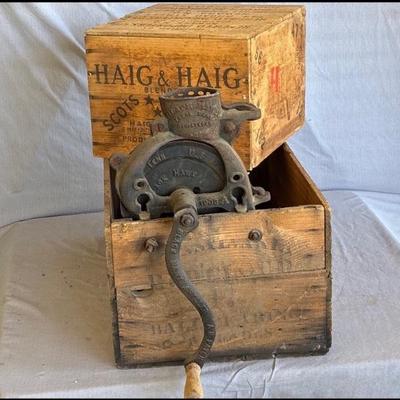 Advertising wood boxes and corn shell