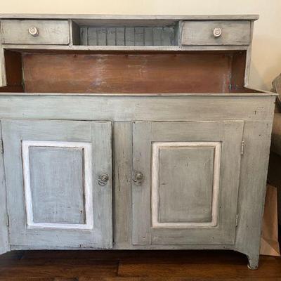 Hand painted vintage dry sink with copper inset