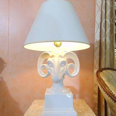 PAIR of Vtg Ram's HEAD table lamps