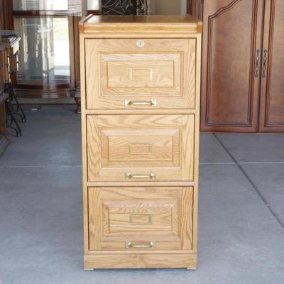 3-Drawer Oak Filing Cabinet