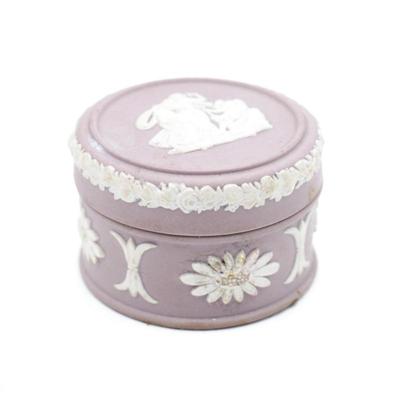 Vintage Wedgwood Round Jasperware Lilac Trinket Box