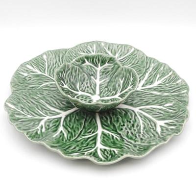 Maxcera Handcrafted Embossed Green Cabbage Dip & Serving Plate