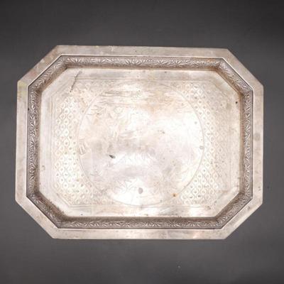 Antique Meriden Brittania Company Silver Plated Tray w/ Leaf Design