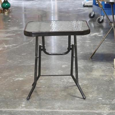 Costway Small Folding Garden Side Table w/ Tempered Glass