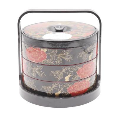 Vintage Japanese 3 Tier Bento Box Lacquerware Container