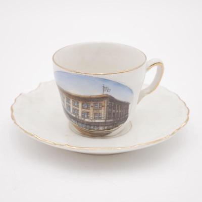 Fine China Teacup and Saucer with Hale Bros. Department Store Design