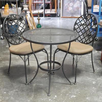 Vintage Wrought Iron Patio Table Set w/ 2 Chairs