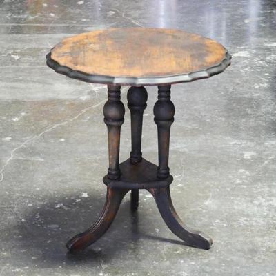 Vintage Victorian Style Burl Wood Inlay Side Table