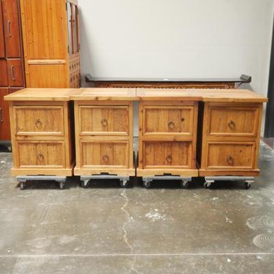 Lot Of 4 Vintage Rustic Pine Wood File Cabinets