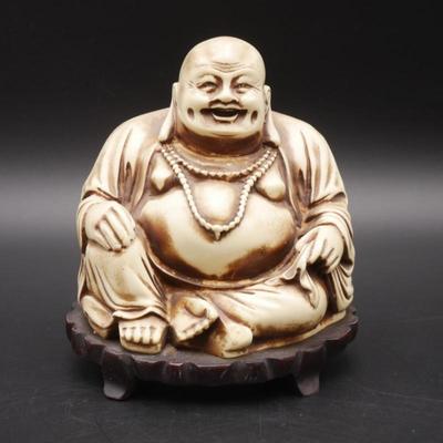 Carved Resin Laughing Buddha Sculpture