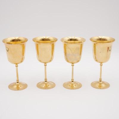 Lot Of Four Vintage 24 K Gold Electroplated Wine Goblets