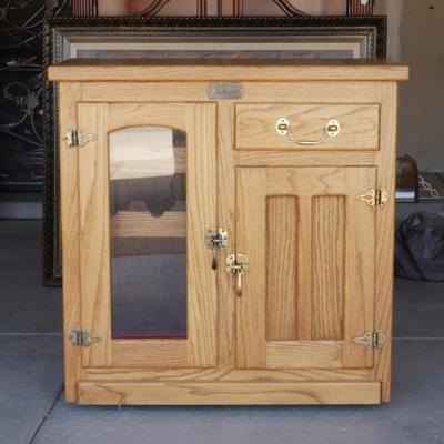 Antique White-Clad Oak Ice Box and Wine Cooler