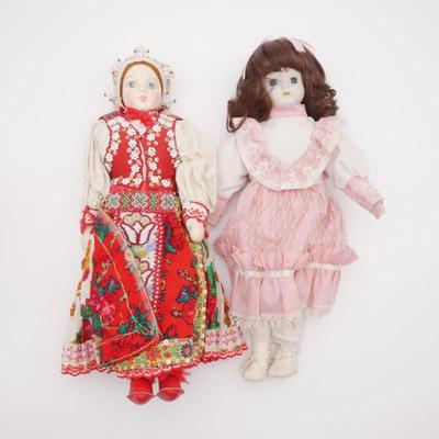 Pair Of Vintage Porcelain Dolls ft. A Doll In Traditional Hungarian Costume