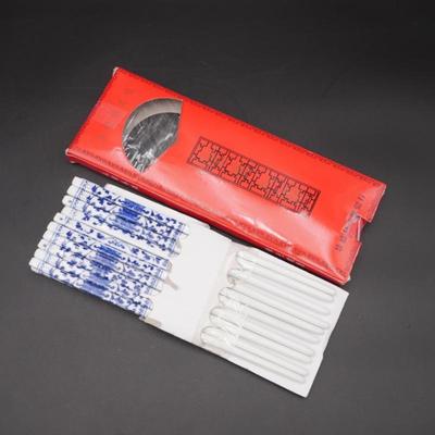 10 Pairs of Blue & White Ceramic Chopsticks