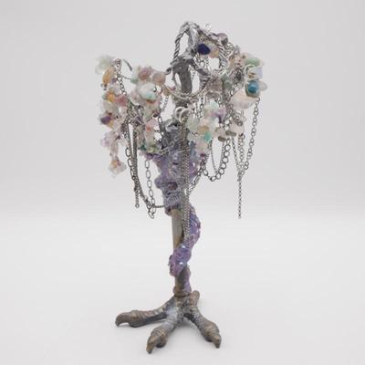 "Tree" Sculpture With Claw Base & Chains & Beads Decoration
