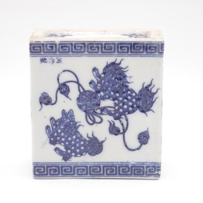 Antique Chinese Ceramic Opium Pillow Foo Dogs