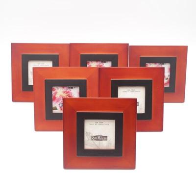 Lot Of 6 Rare Woods Dax Cherry Wooden Square 3x3 Photo Frames